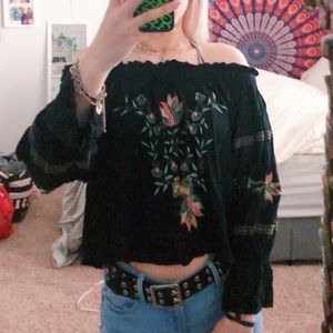 Simple black flowery top